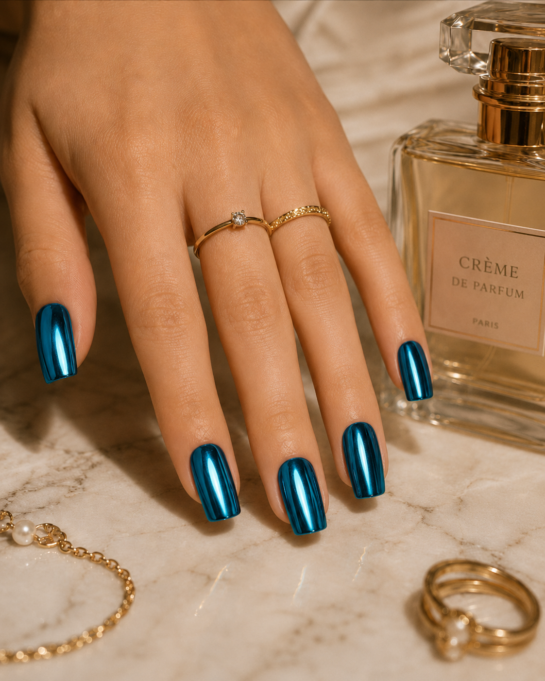 Press-on Nails Cyber Teal