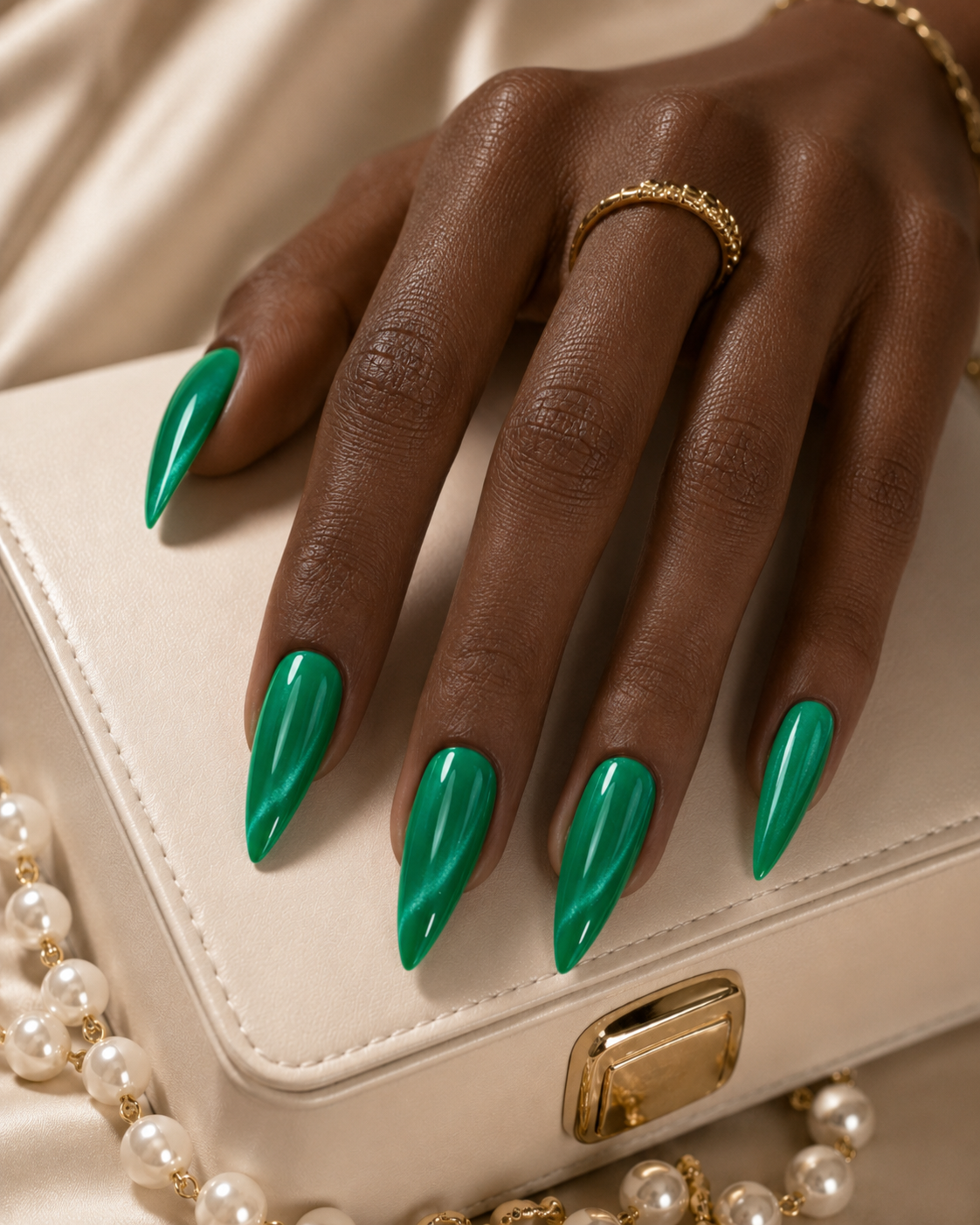 Press-on Nails Emerald Cat Eye