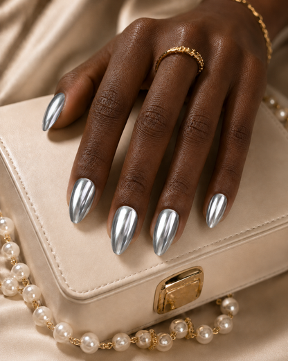 Press-on Nails Silver Glow