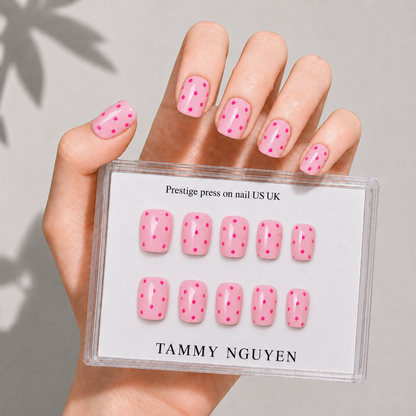 Press-on Nails Pink Dottie