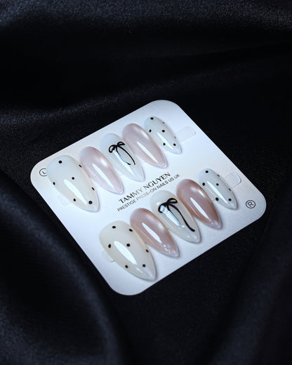 Press On Nail Cute Black Bow