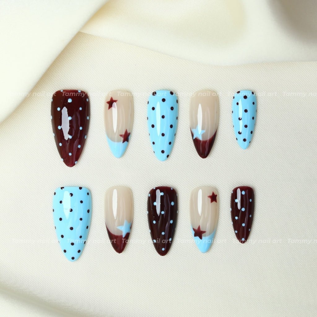 Press On Nail Sweet Blue Star