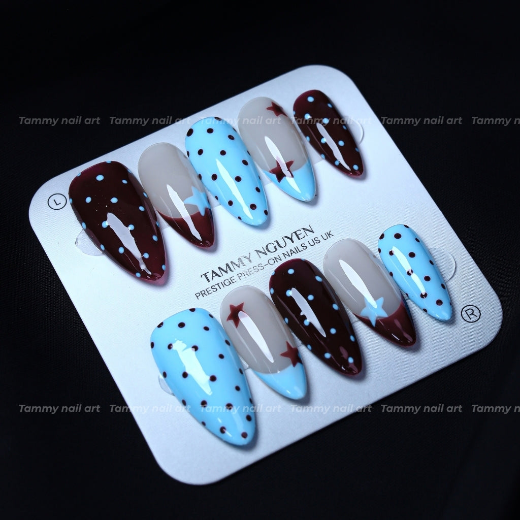 Press On Nail Sweet Blue Star