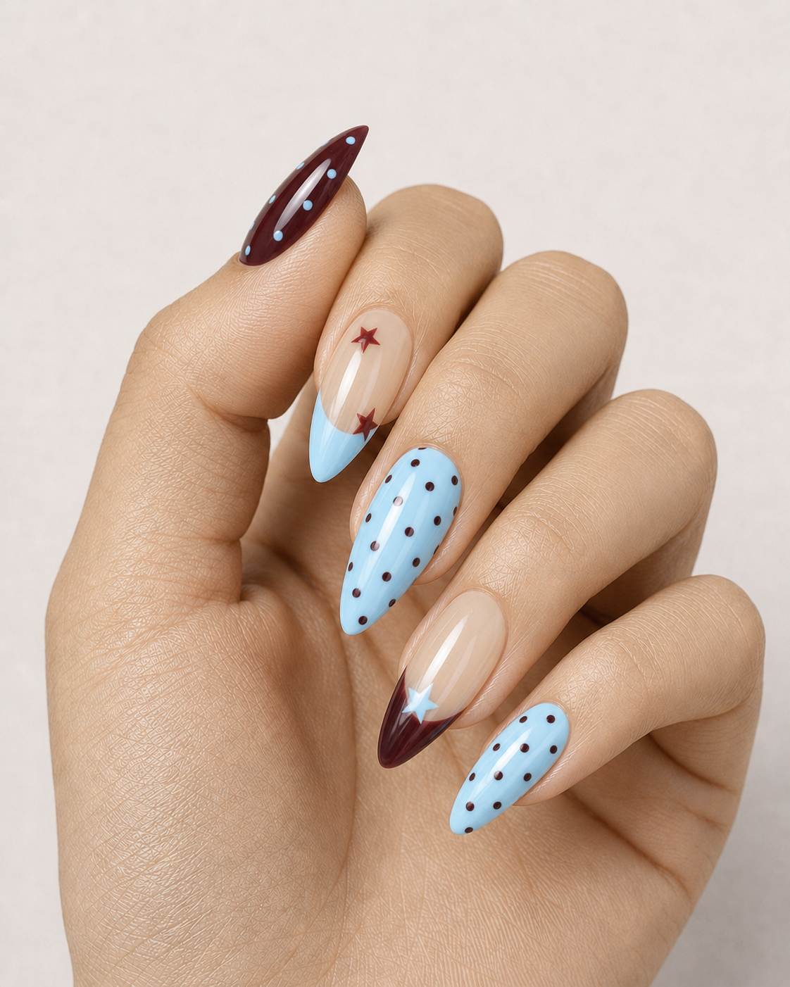 Press On Nail Sweet Blue Star