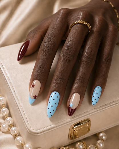 Press On Nail Sweet Blue Star