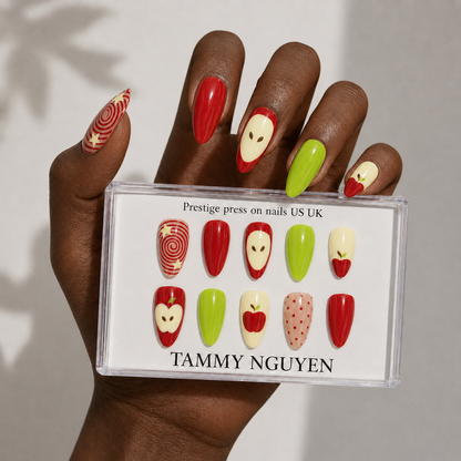 Press On Nail Colorful Apple Art