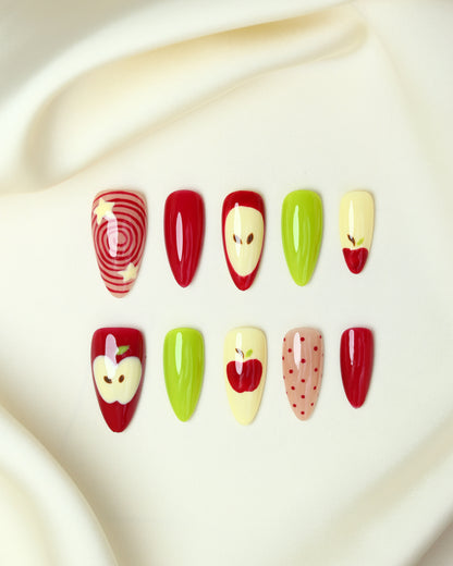 Press On Nail Colorful Apple Art