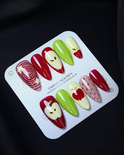 Press On Nail Colorful Apple Art