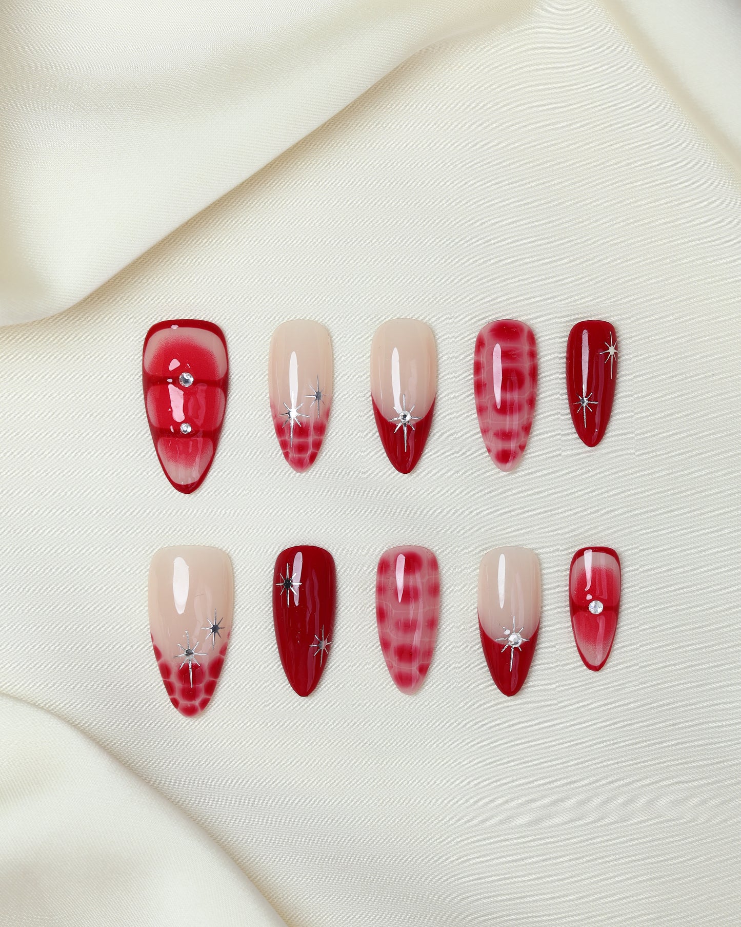 Press On Nail Red Aura Star