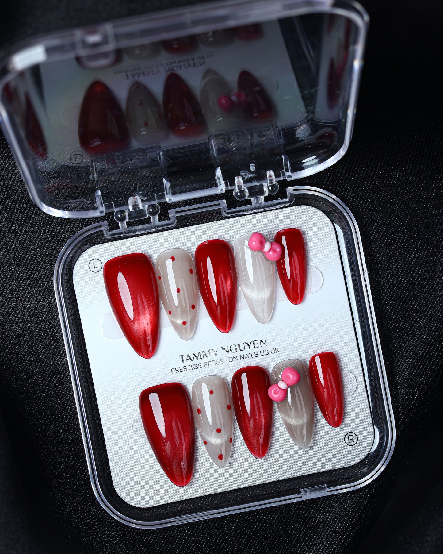 Press On Nail Cute Red Cat Eye