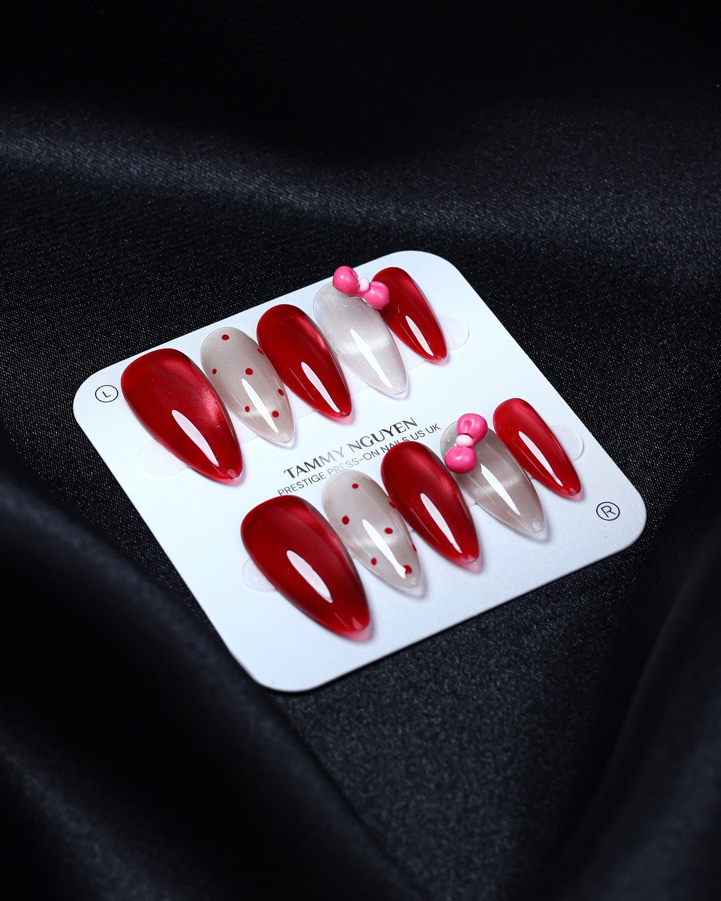 Press On Nail Cute Red Cat Eye