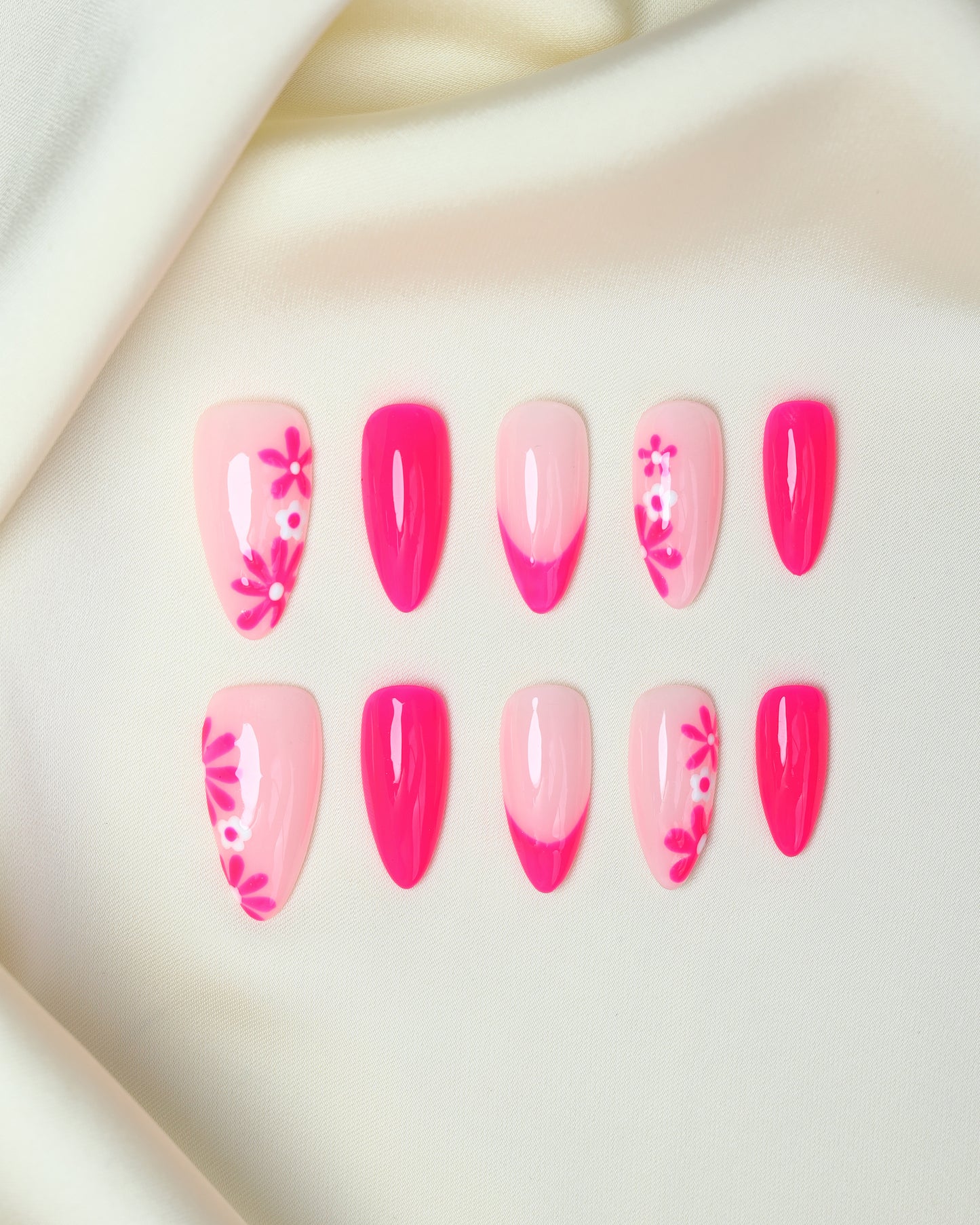 Press On Nail Sweet Pink Flower