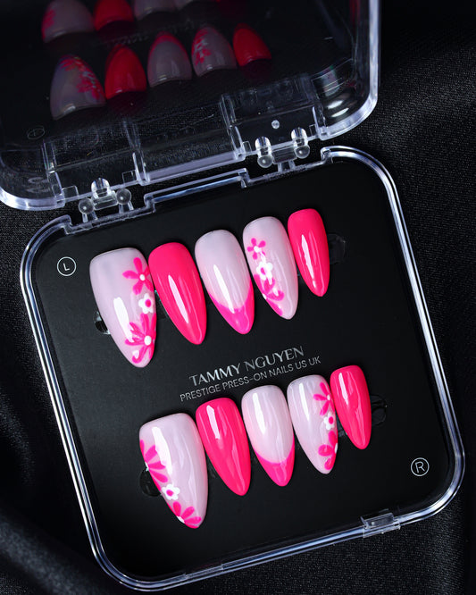 Press On Nail Sweet Pink Flower