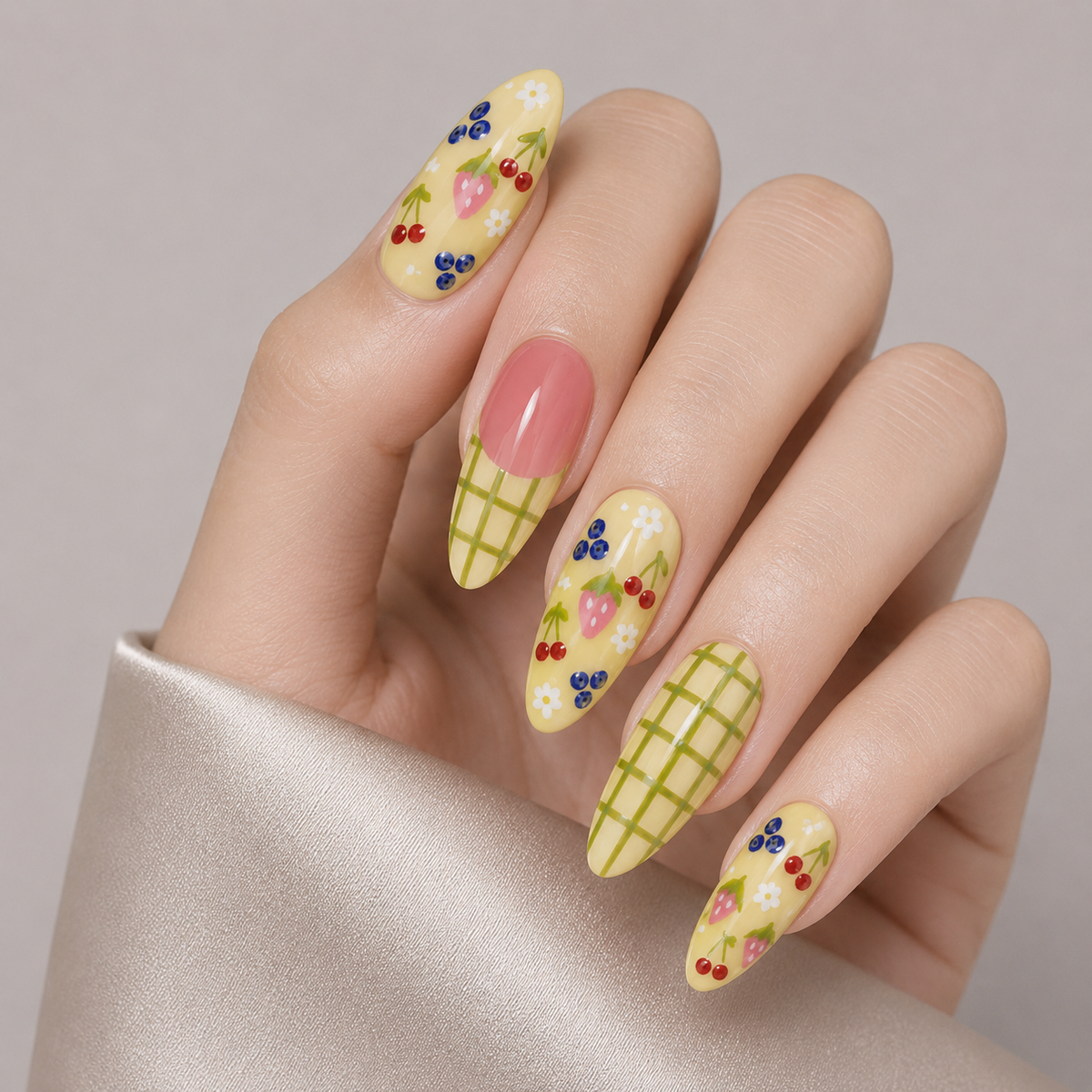 Press On Nail Pastel Fruit Garden