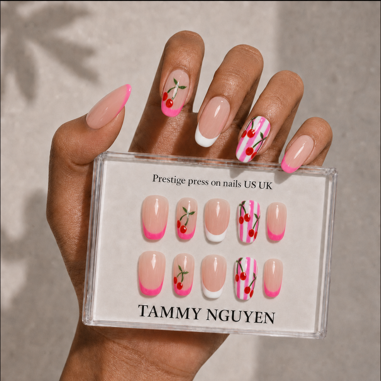 Press-on Nails Pink Cherry