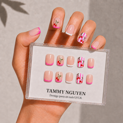 Press-on Nails Pink Cherry