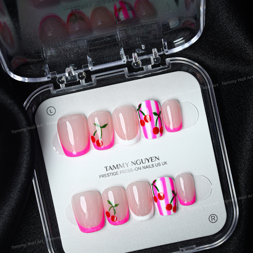 Press-on Nails Pink Cherry