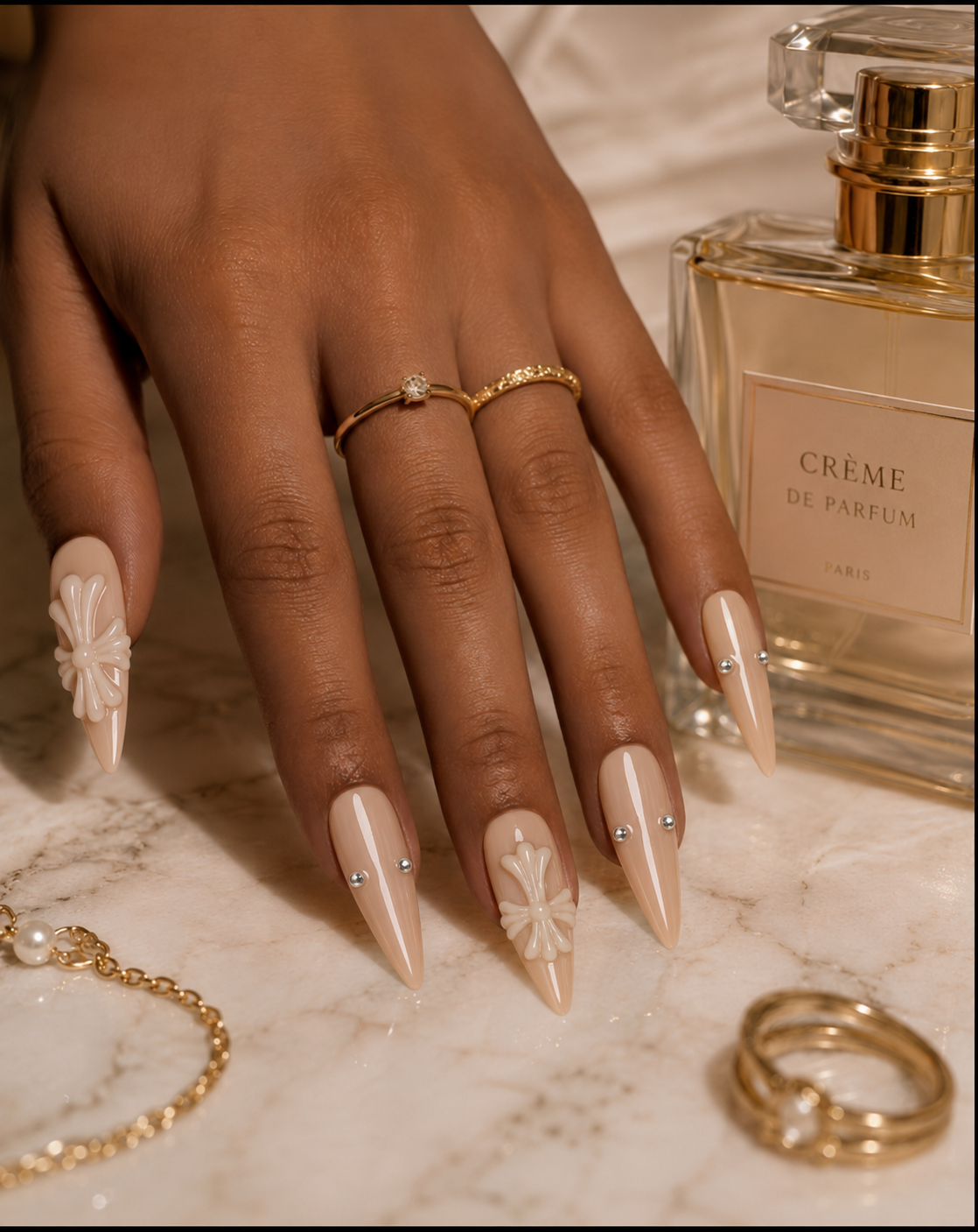 Press-on Nails Pearl Cross
