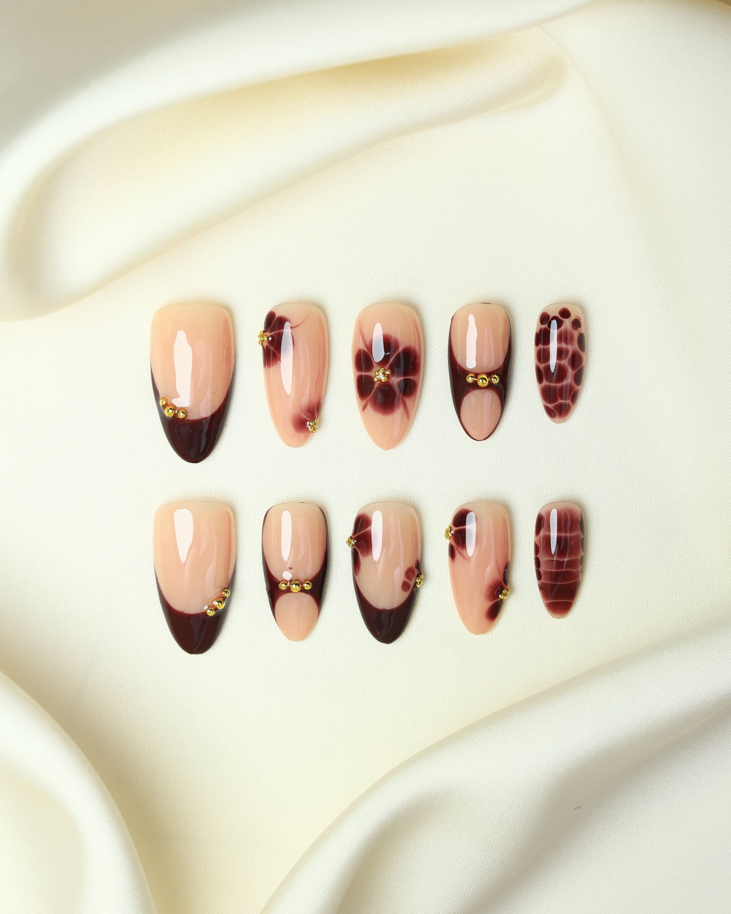 Press On Nail Luxury Chocolate Bloom