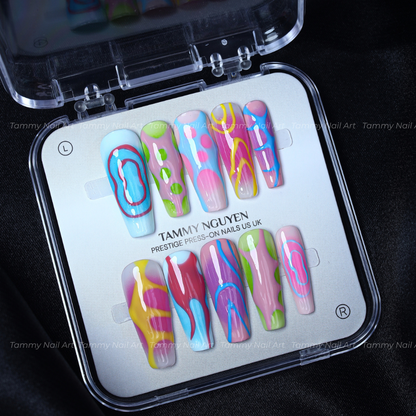 Press On Nails Coffin Colorful Y2K Blob