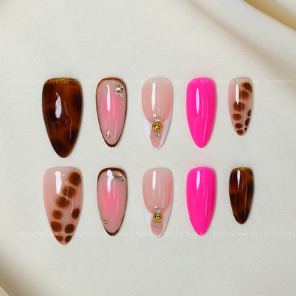 Press On Nail Neon Pink