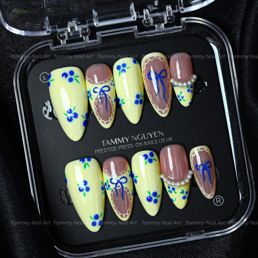 Press On Nail Sweet Blueberry Bows