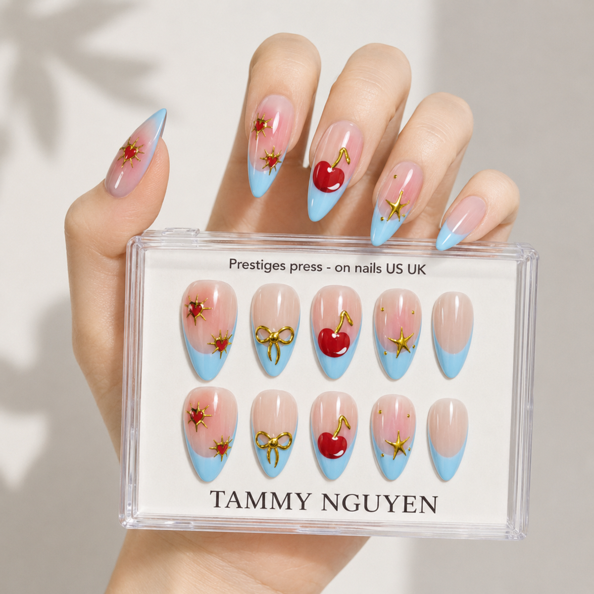 Press On Nail Baby Blue Cherry