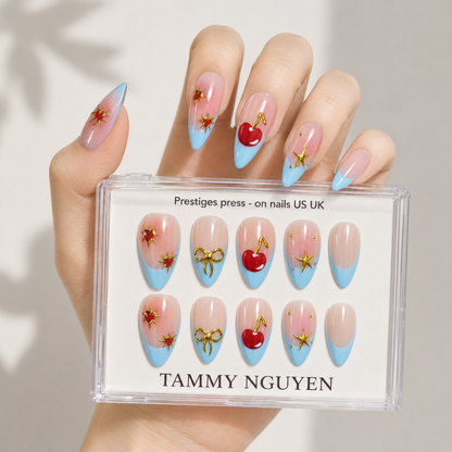 Press On Nail Baby Blue Cherry