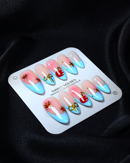 Press On Nail Baby Blue Cherry