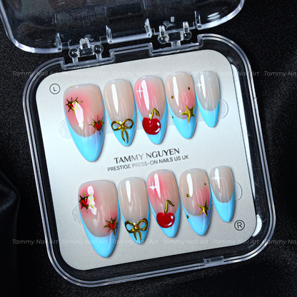 Press On Nail Baby Blue Cherry