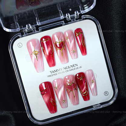 Press On Nail Y2K Gothic Red Cat Eye