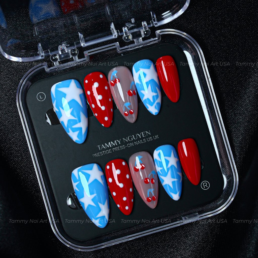 Press On Nail Colorful Stars & Cherry