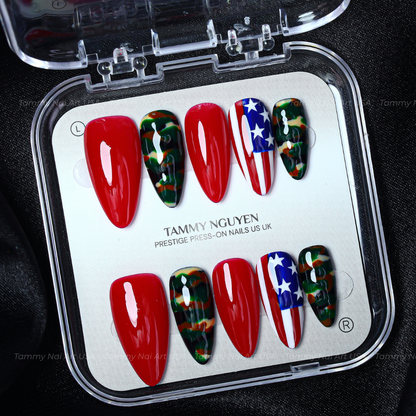 Press On Nail Camo US Flag