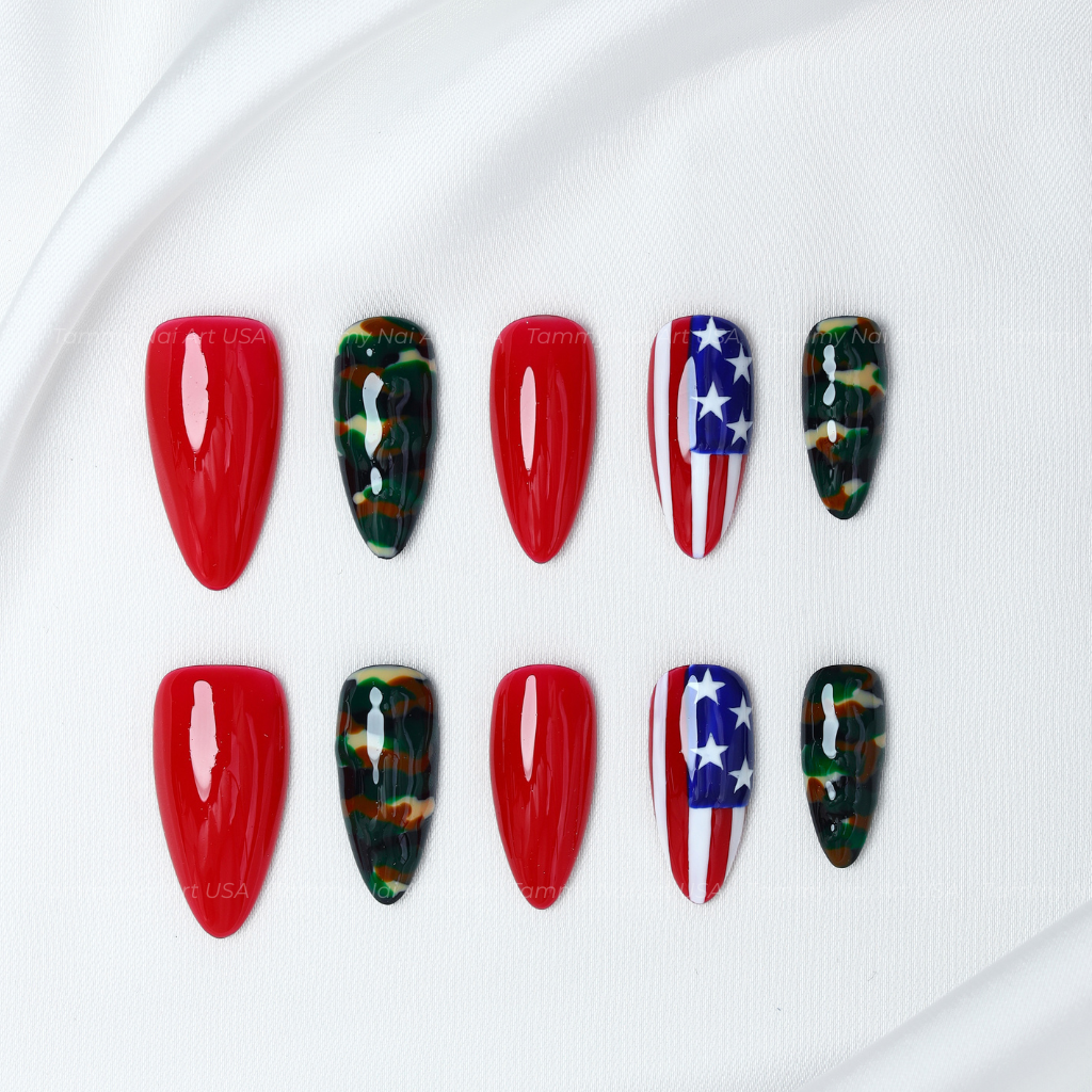 Press On Nail Camo US Flag