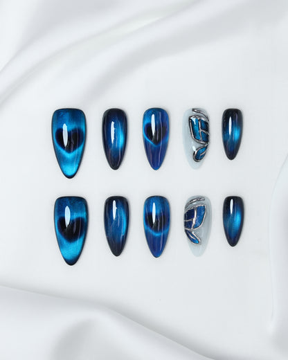 Press On Nail Y2K Blue Butterfly