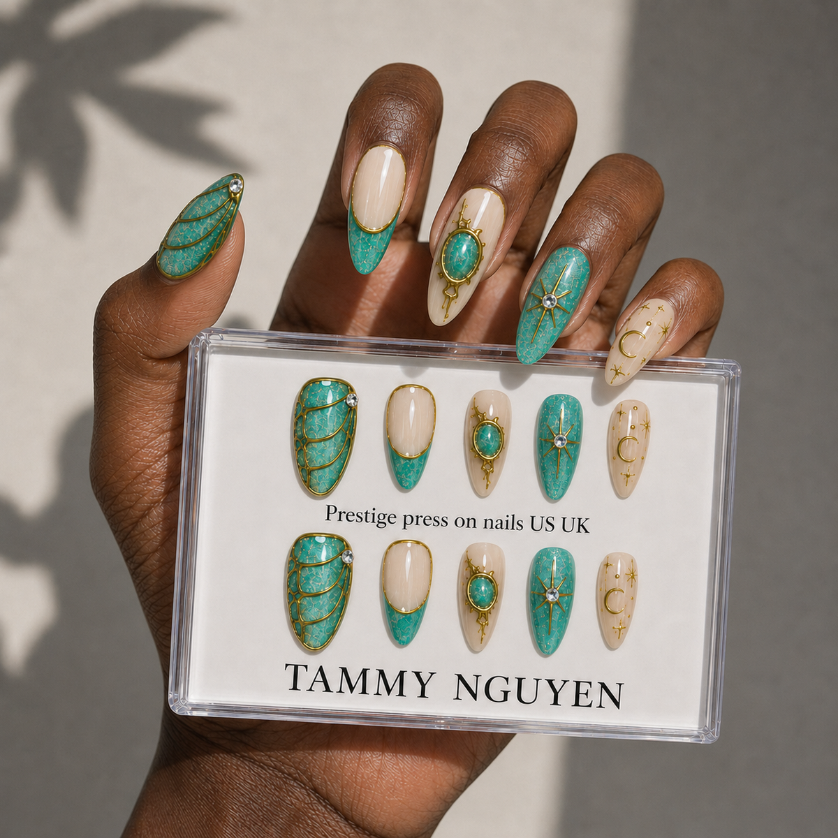 Press On Nail Y2K Green Cat Eye