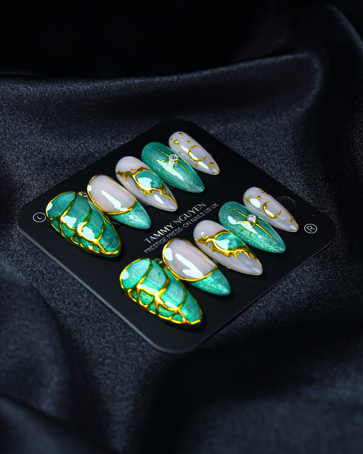 Press On Nail Y2K Green Cat Eye