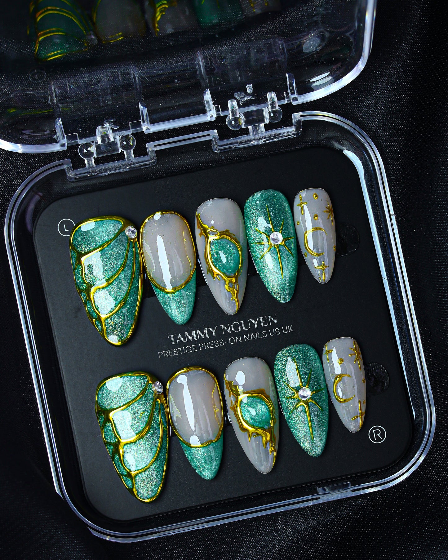 Press On Nail Y2K Green Cat Eye