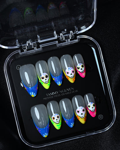 Press On Nail 3D Colorful Skull