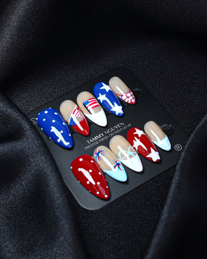 Press On Nail Colorful USA Star