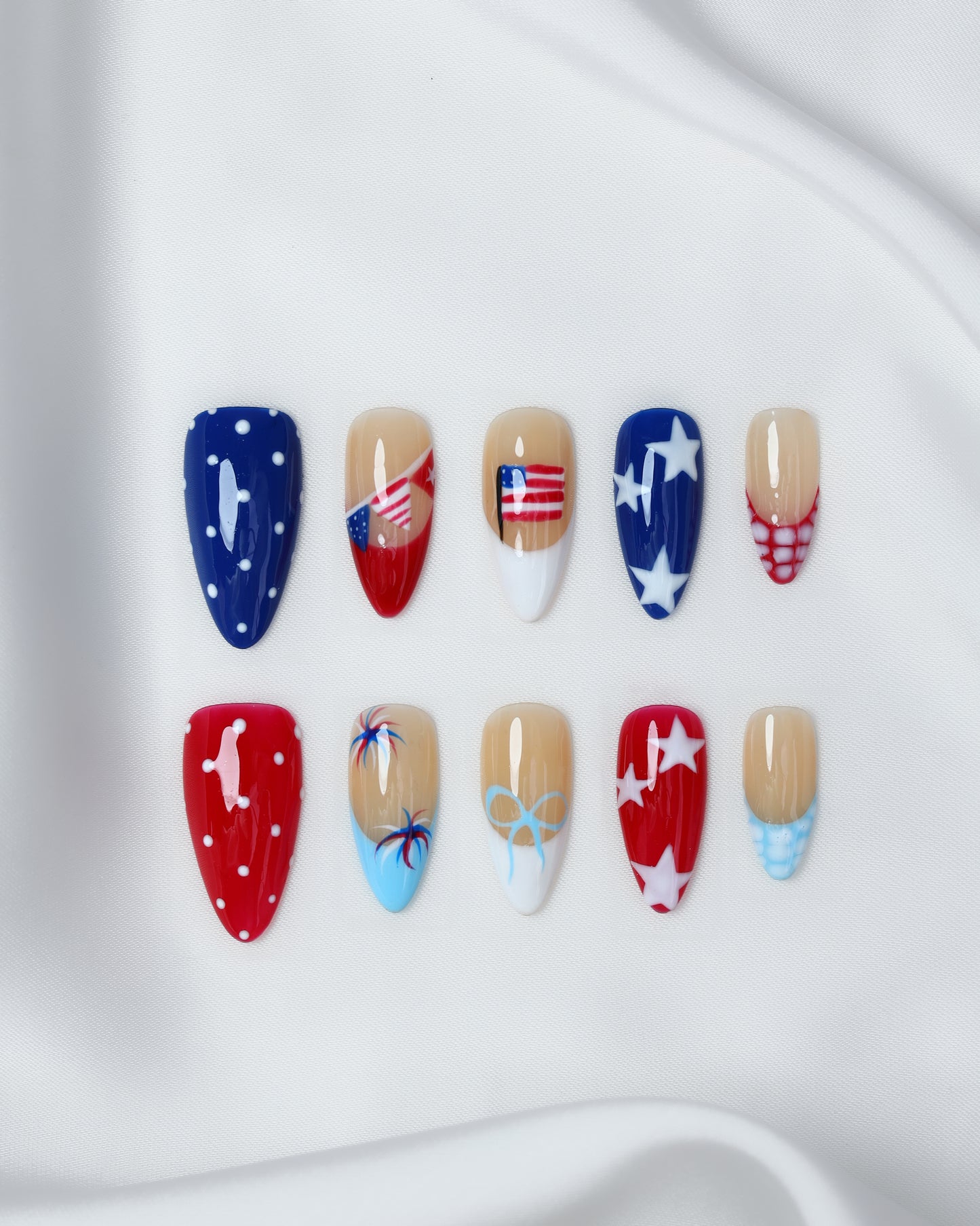 Press On Nail Colorful USA Star