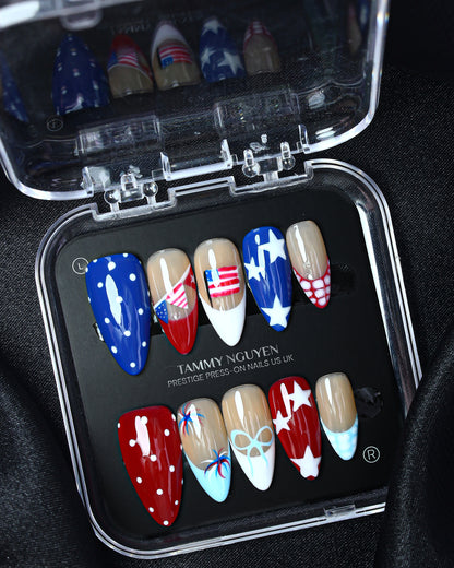 Press On Nail Colorful USA Star