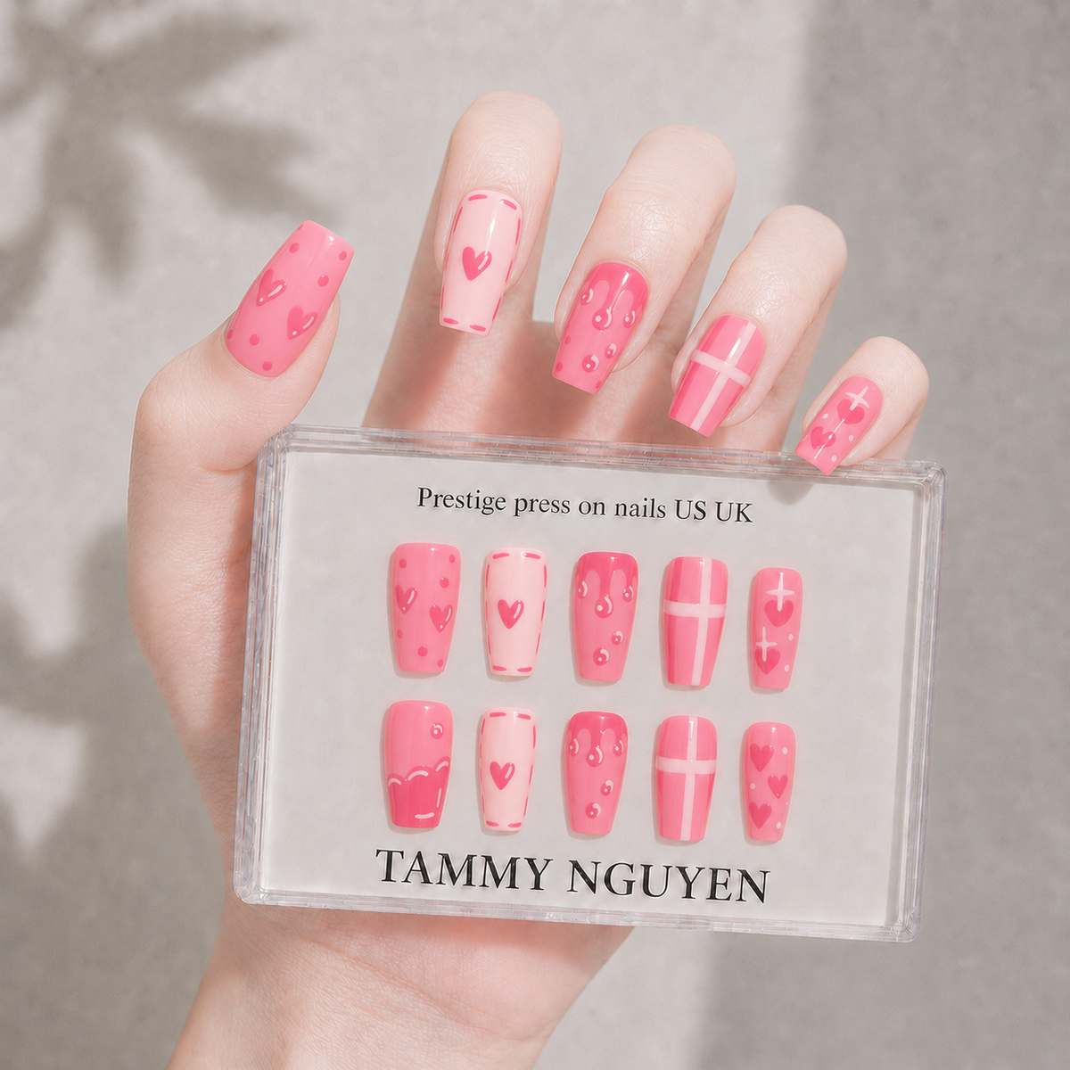 Press-on Nails Cute Pink Coffin