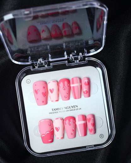 Press-on Nails Cute Pink Coffin