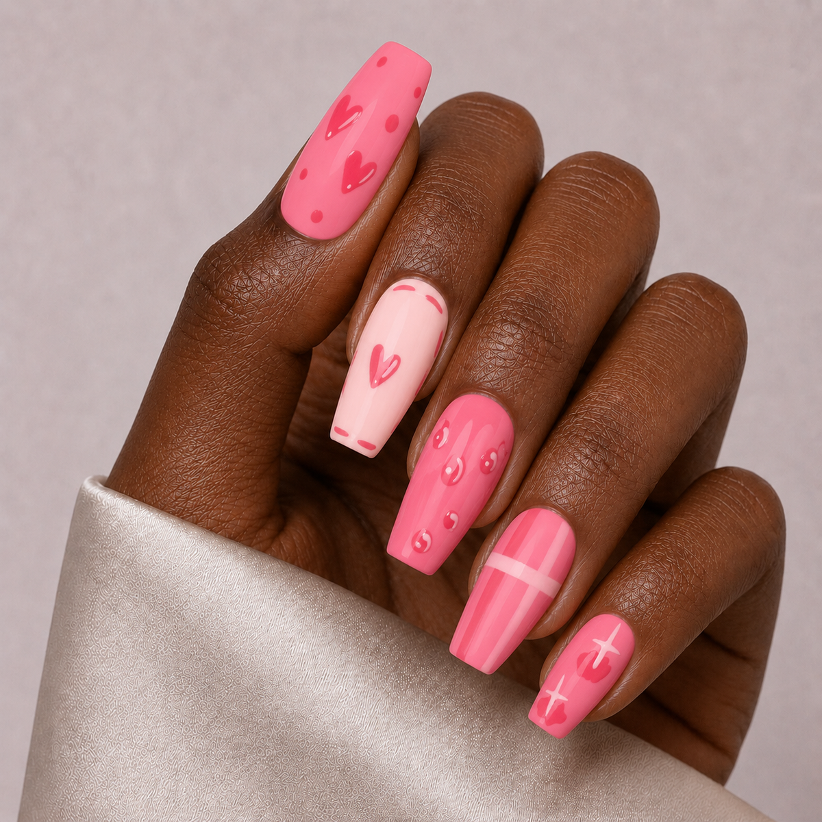 Press-on Nails Cute Pink Coffin