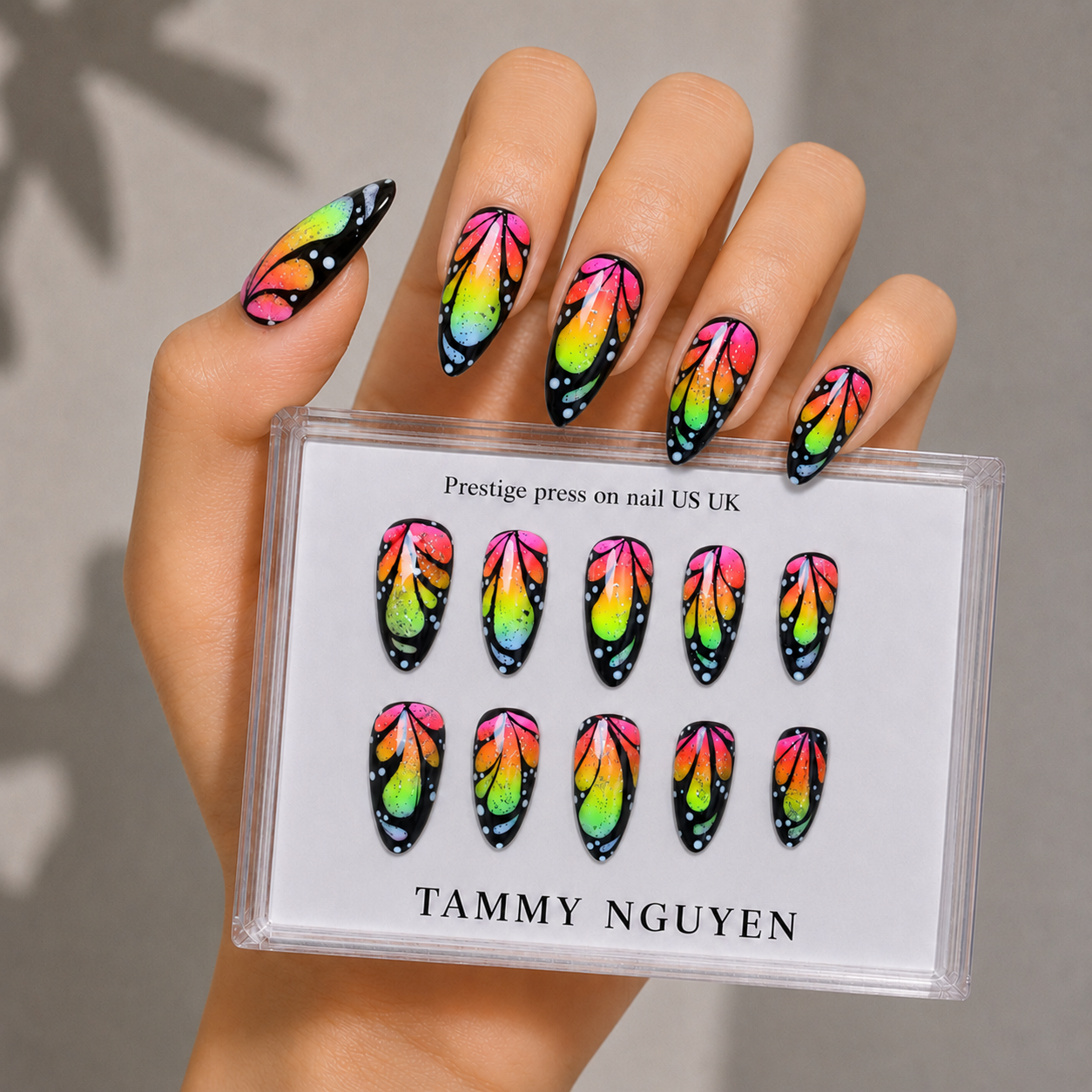 Press-on Nails Rainbow Butterfly