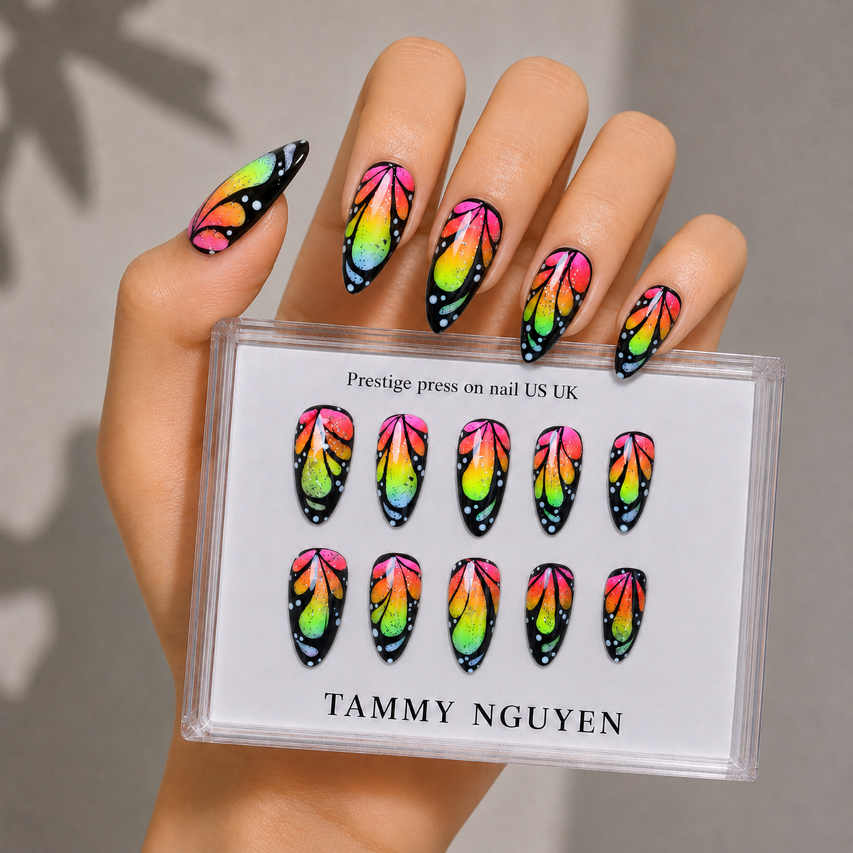 Press-on Nails Rainbow Butterfly