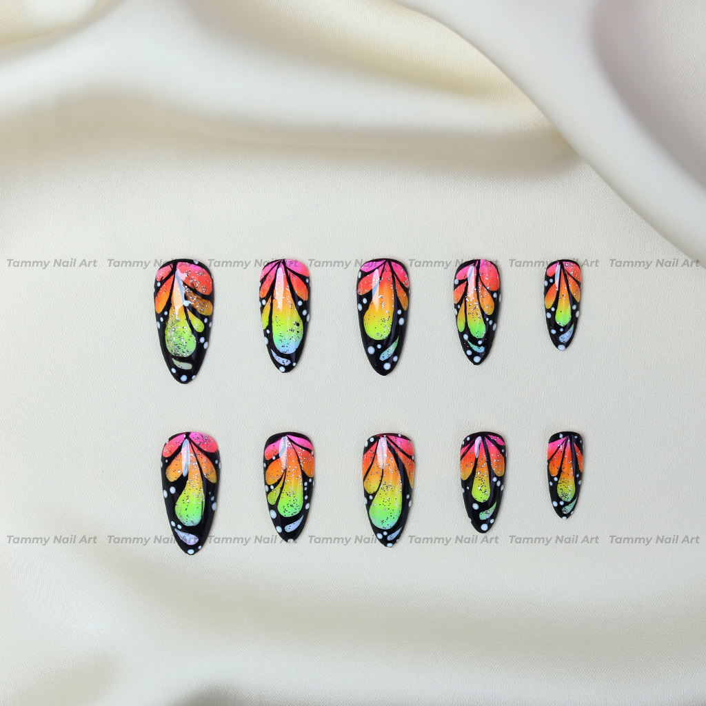Press-on Nails Rainbow Butterfly