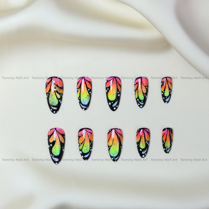 Press-on Nails Rainbow Butterfly