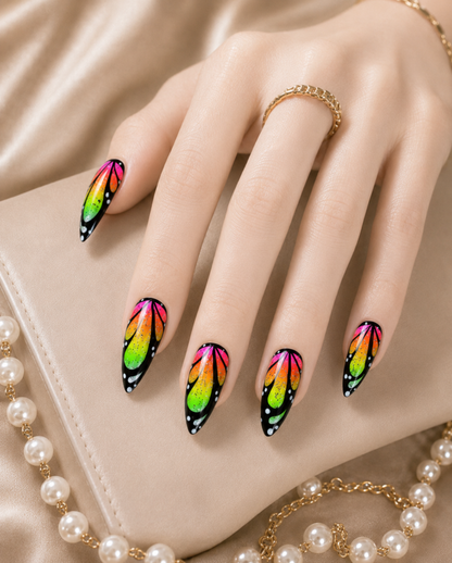 Press-on Nails Rainbow Butterfly